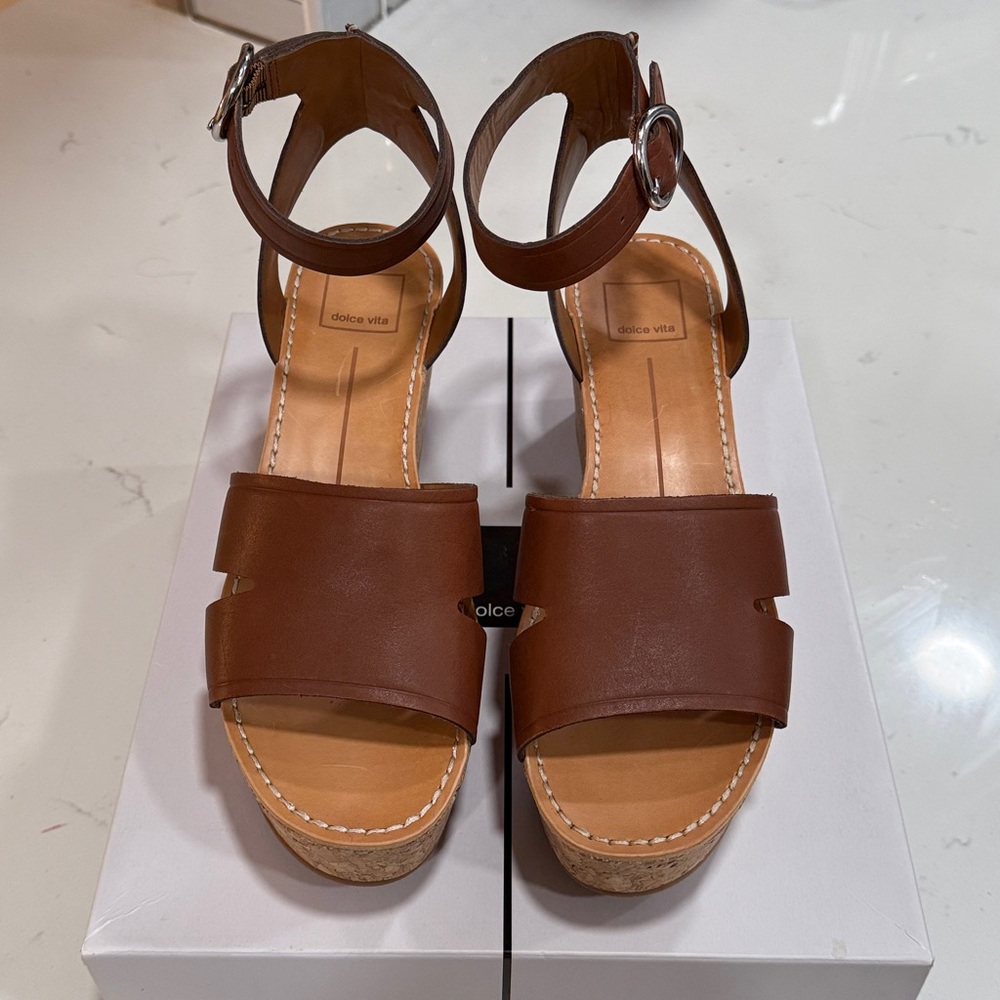 Dolce Vita Linda Brown Leather Wedges
